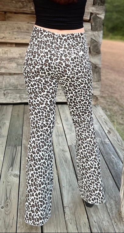 Cheetah Print Flare Bell Bottom Jeans