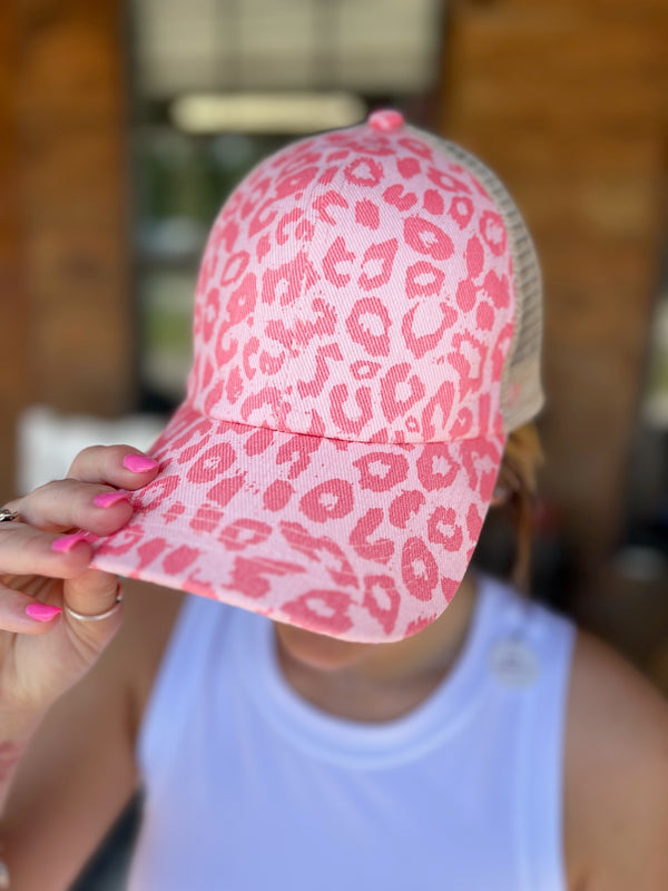 Pink Cheetah Print Hat