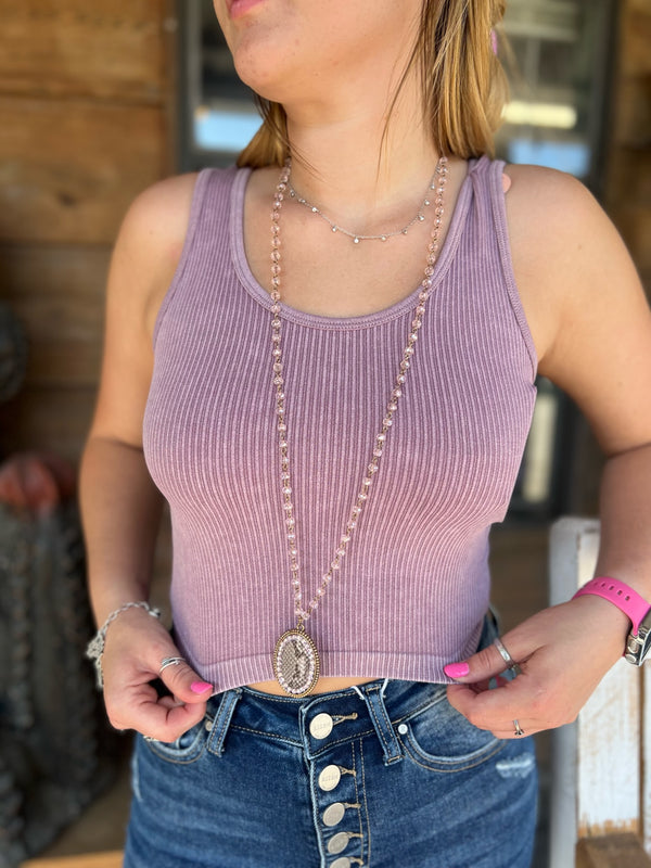 Plum Fitted Crop Tank Top