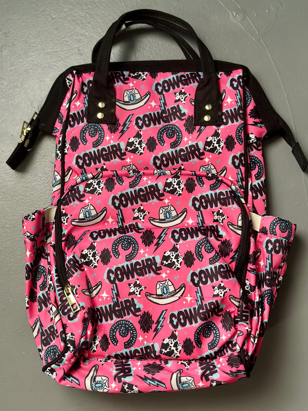 Hot Pink Cowgirl Diaper Bag/Back Pack