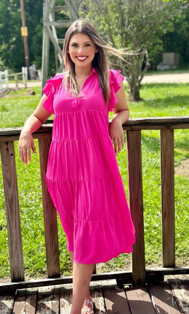 Hot Pink Summer Ruffle Dress