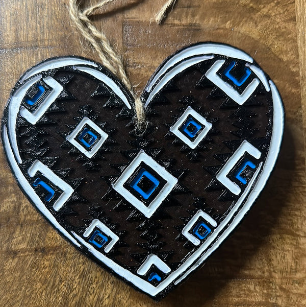 Black Aztec Heart (Leather & Lace) Freshie