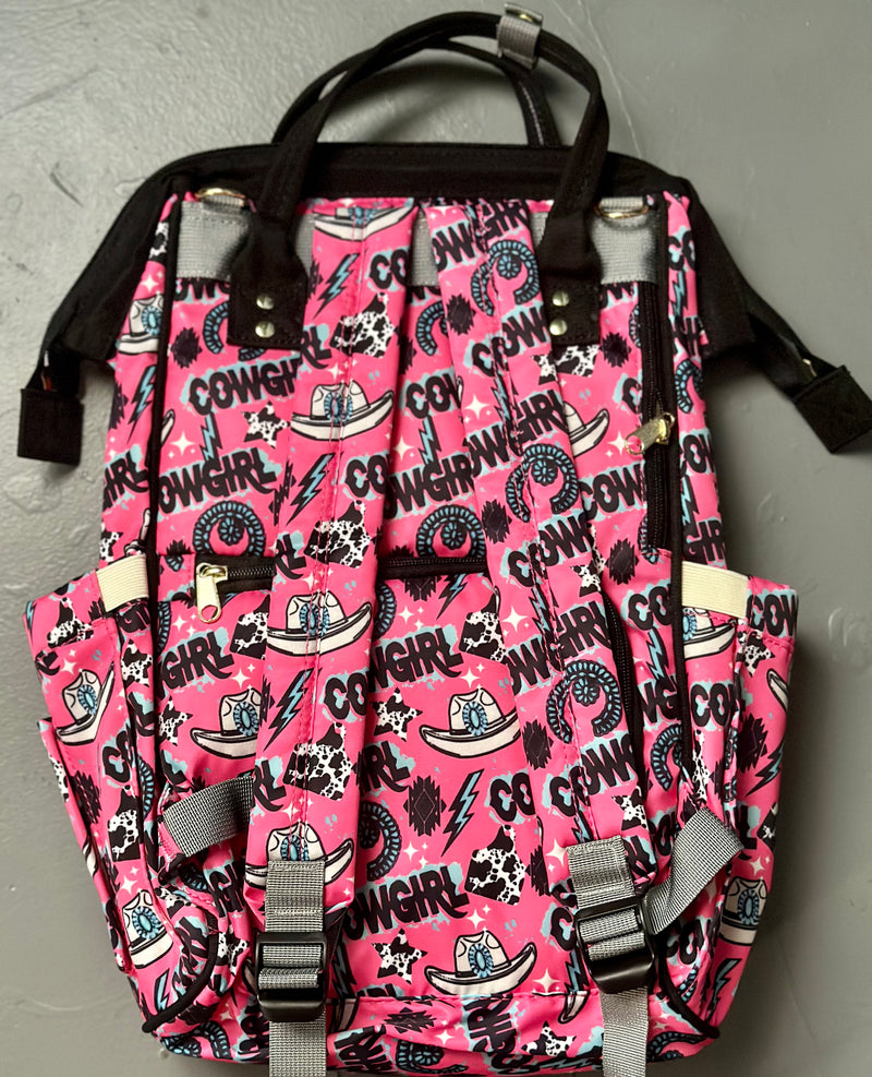 Hot Pink Cowgirl Diaper Bag/Back Pack