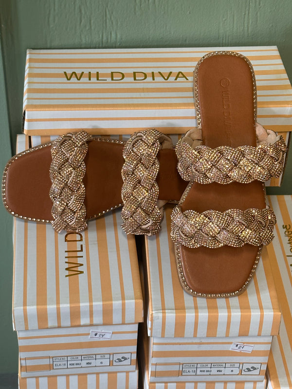 Copper Colored Rhinestone Sandals