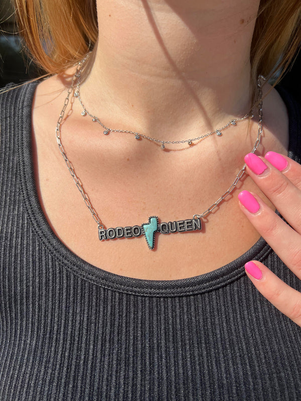 Turquoise Lightning Bolt "Rodeo Queen" Necklace