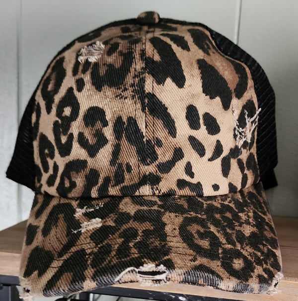 Black Cheetah Print Hat