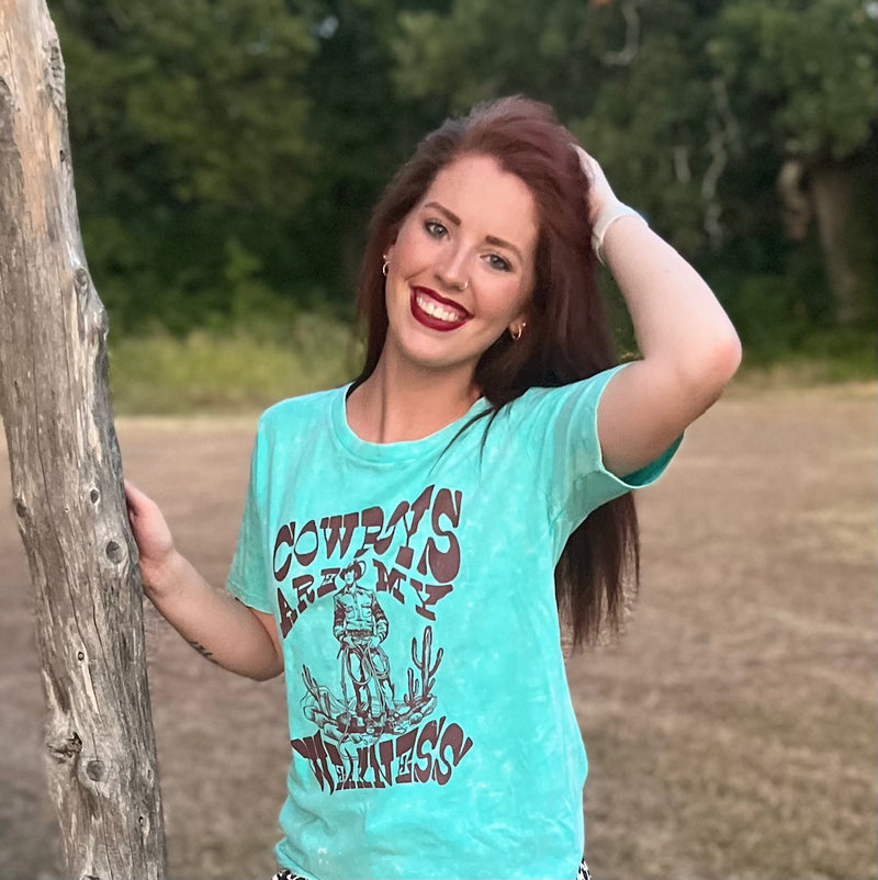 Turquoise Bleached Cowboys Are My Weakness T-Shirts