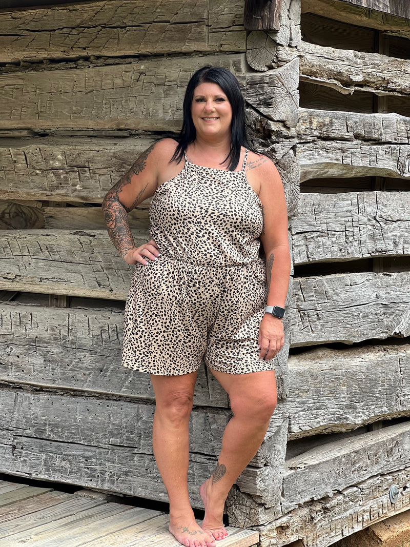 Plus Size Summer Cheetah Romper