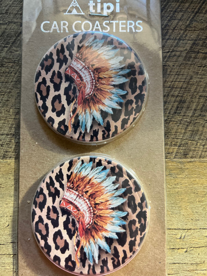 Indian Head Dress Clay Car Coaster