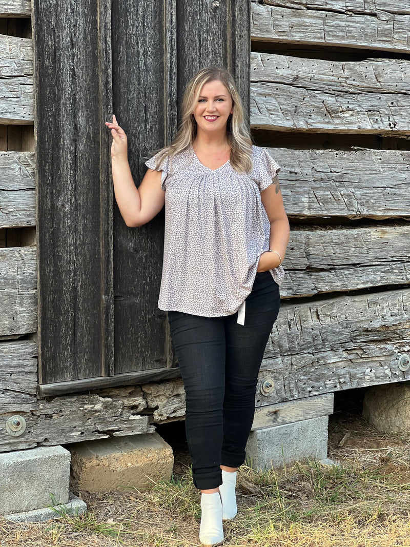 Ruffled Loose Fit Cheetah Print Blouse