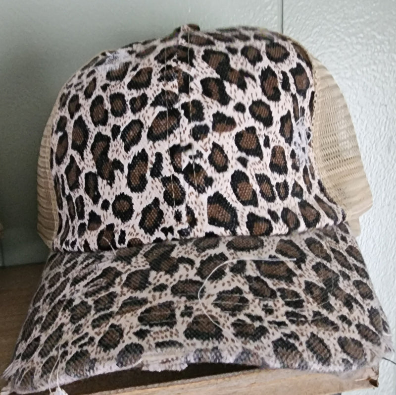 White Cheetah Print Hat