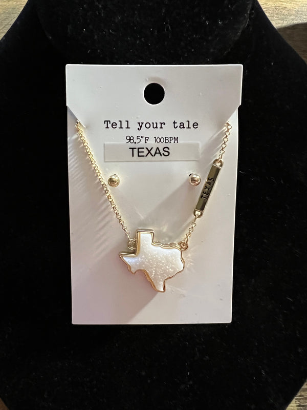 White/Gold GP Texas Necklace with GP Stud Earrings